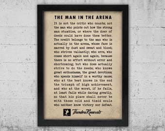 The Man In The Arena Framed Canvas Art, Theodore Roosevelt Quote