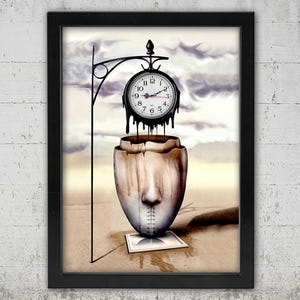 Melting Clock Framed Print: Surrealist Wall Art, 12x16 ABS Frame