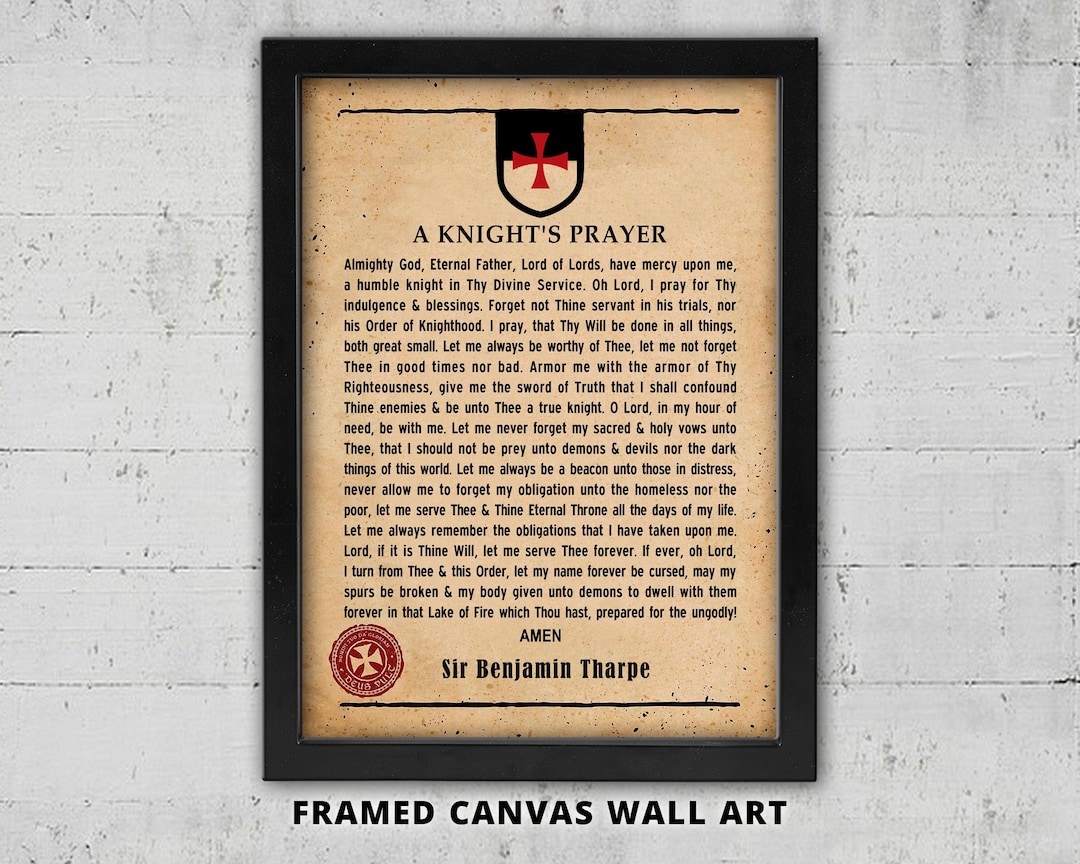 Knights Templar Prayer Framed Canvas Sign: Warrior Art Gift - Etsy