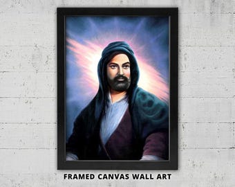 Retrato del Imam Ali "AS" en lienzo enmarcado para pared: Ali Ibn Talib Alevi, Decoración islámica