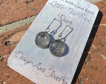 Little Pee Dee River Sand Earrings made with sand from the Little Pee Dee River in South Carolina. Piece of South Carolina in jewelry