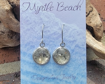 Beach Sand Earrings made with Myrtle beach sand from South Carolina. Piece of South Carolina in jewelry