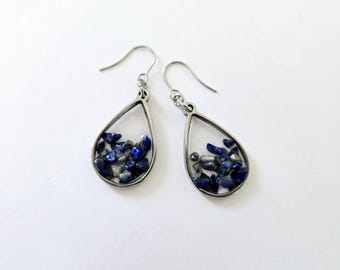 Birthstone jewelry Lapis earrings September birthstone earrings made in South Carolina gift for September birthday gift Lapis lazuli jewelry