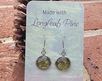 Long leaf pine needle earrings from South Carolina. Piece of South Carolina in jewelry