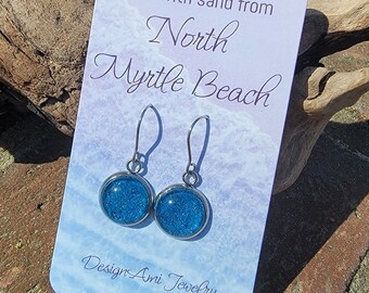 North Myrtle Beach Sand Earrings. Made with North Myrtle beach sand from South Carolina. Piece of South Carolina in jewelry