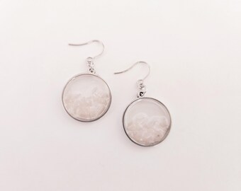 Rose Quartz earrings with rose quartz gemstones for unconditional love, compassion, emotional healing. Rose Quartz is the heart stone gift