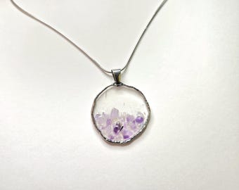 February birthstone birthday gift amethyst gemstone pendant February amethyst birthstone  necklace made in South Carolina birthstone gift