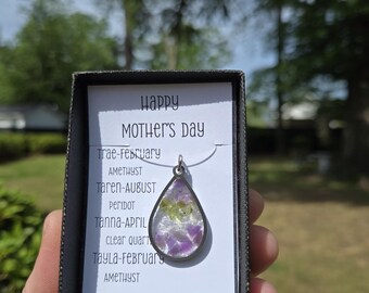 Mother's Day gift with children's birthstones. celebrate Mom with gemstones that represent each of her children. custom made