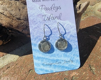Beach Sand Earrings made with Pawleys Island sand from South Carolina. Piece of South Carolina in jewelry