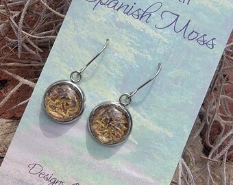 Spanish moss earrings from South Carolina. Piece of South Carolina in jewelry