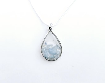 March birthstone necklace aquamarine pendant. March birthstone jewelry made in South Carolina. Birthday Gift with her birthstone aquamarine