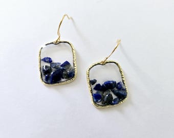 Birthstone jewelry Lapis earrings September birthstone earrings made in South Carolina gift for September birthday gift Lapis lazuli jewelry