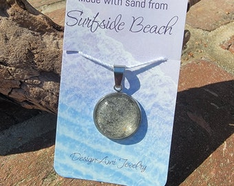 Surfside Beach Sand pendant made with Surfside Beach sand from South Carolina. Piece of South Carolina in jewelry