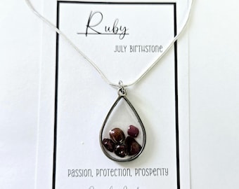 July birthstone jewelry Ruby gemstone pendant July birthstone necklace made in South Carolina July Birthday Gift for her Ruby necklace