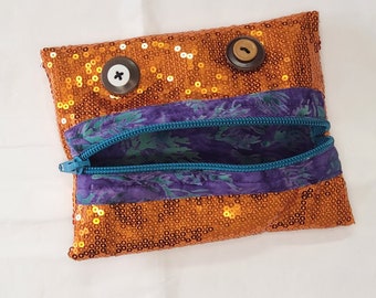 Zip bag monster ORANGE SEQUINS