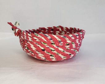 Upcycled fabric bowl basket tray