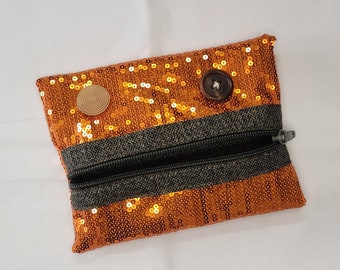 Zip bag monster ORANGE SEQUINS