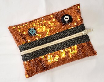 Zip bag monster ORANGE SEQUINS