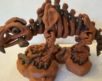PowerTRC 3D-gedrucktes Bewegliches Säbelzahntiger-Skelett – Prähistorische Deko-Figur Zum Aufstellen & Spielen