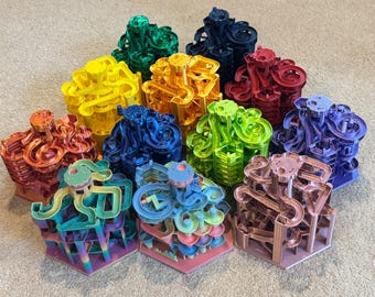 3D Printed Marble Machine: Kinetic Desk Sculpture, STEM Toy, Hand-Assembled Runner