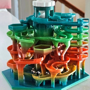 3D Marble Run Machine – Kinetic Desk Toy – Handcrafted Marble Machine – STEM Gift – Executive Desk Toy – Fidget Toy - FREE SHIPPING