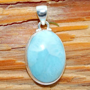 Larimar Gemstone Pendant: Oval Sterling Silver, Handmade Jewelry