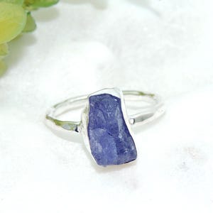 Raw Tanzanite Ring: Handmade Sterling Silver, Rough Gemstone