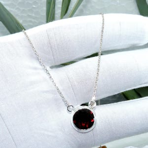 Roter Granat Sterling Silber Halskette: Januar Geburtsstein