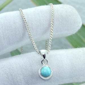 Handmade Round Larimar Pendant: 925 Sterling Silver Necklace