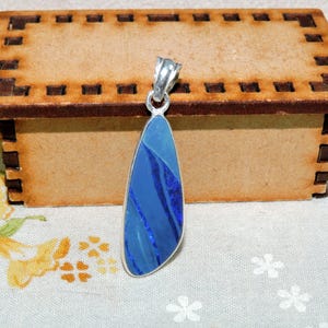 Blue Australian Opal Doublet Pendant: Sterling Silver Bezel Setting