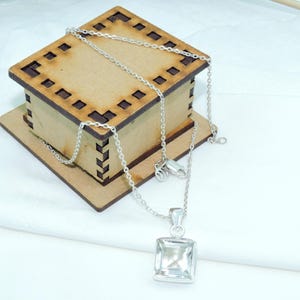 Crystal Quartz Pendant: 925 Sterling Silver, April Birthstone