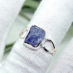 Raw Tanzanite Sterling Silver Ring: Boho Gemstone Jewelry