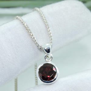 Red Garnet Sterling Silver Pendant: January Birthstone Jewelry