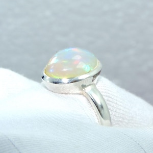 Ethiopian Opal Ring: Handmade 925 Sterling Silver Band