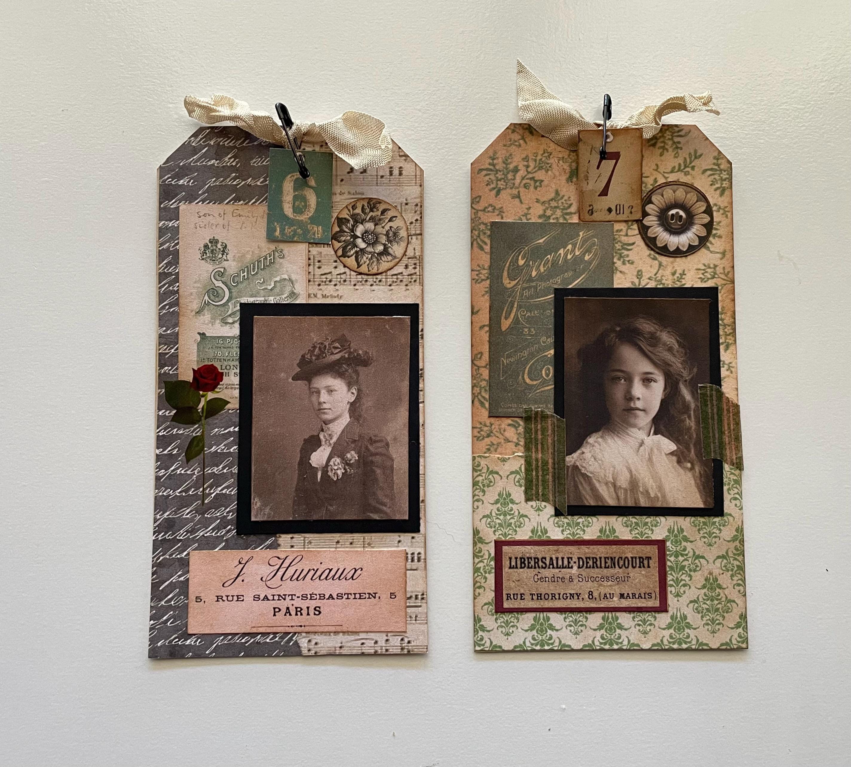 Set of 2 Handmade Vintage Style Altered Tags for Journals and More - Etsy