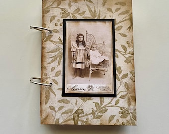 Handmade Vintage Style Hard Cover Journal with Coffee Dyed Papers, Handmade Pockets and More
