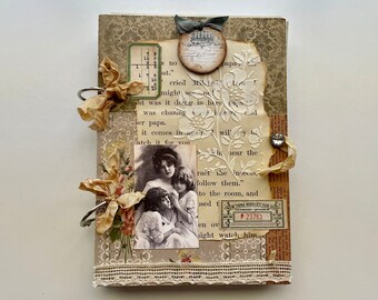Handmade Vintag Style Journals with Vintage Book Pages, Handmade Pockets, Ephemera and More