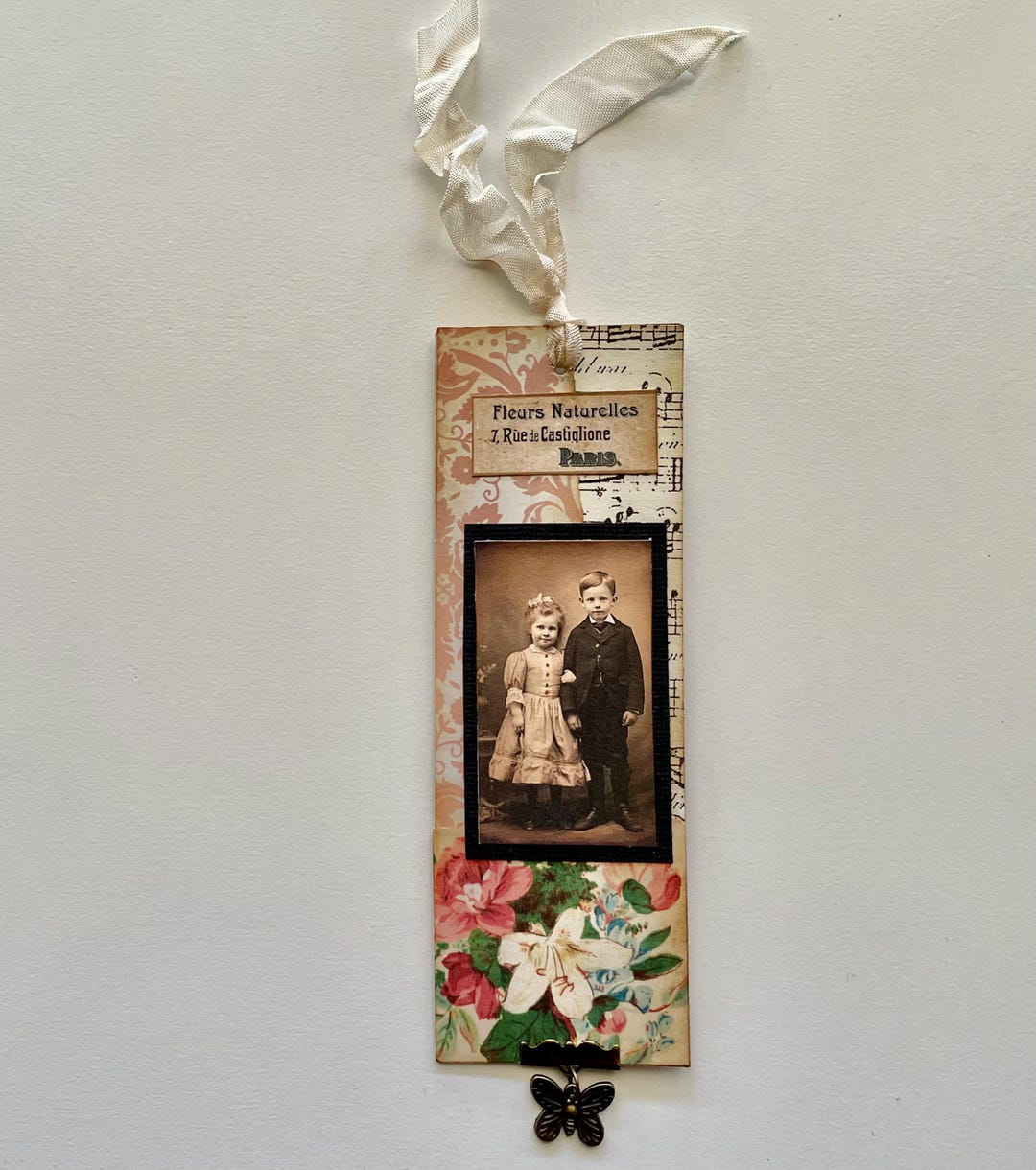 Handmade Vintage Style Altered Collaged Bookmark With Charm for ...