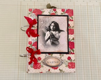 ON SALE!   Handmade Vintage Style Journal with Coffee Dyed Papers, Pockets,Scrappy Notepad and More