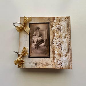 Handmade Vintage Style Hard Cover Journal with Coffee Dyed Papers, Handmade Pockets and More