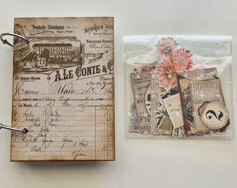 Sweet Little Handmade Vintage Style Blank (Almost) Journal with Bonus Ephemera Pack for Decorating the Journal