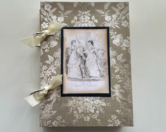 Handmade Vintage French Style Hard Cove Journal with Pockets, Ephemera and More