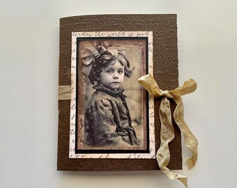 ON SALE!  Handmade Vintage Style Soft Cover Journal with Coffee Dyed Papers, Pockets, etc.