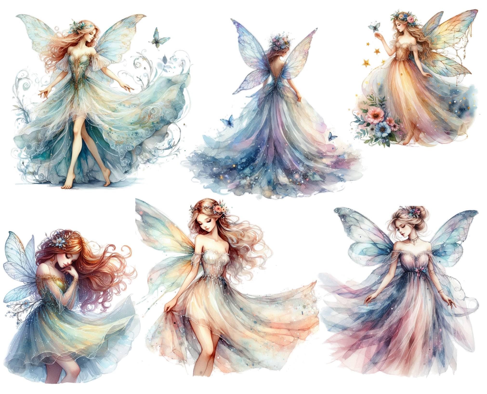 Watercolor Fairy Clipart Bundle, 25 Fairy PNG Files, Fantasy Fairy ...