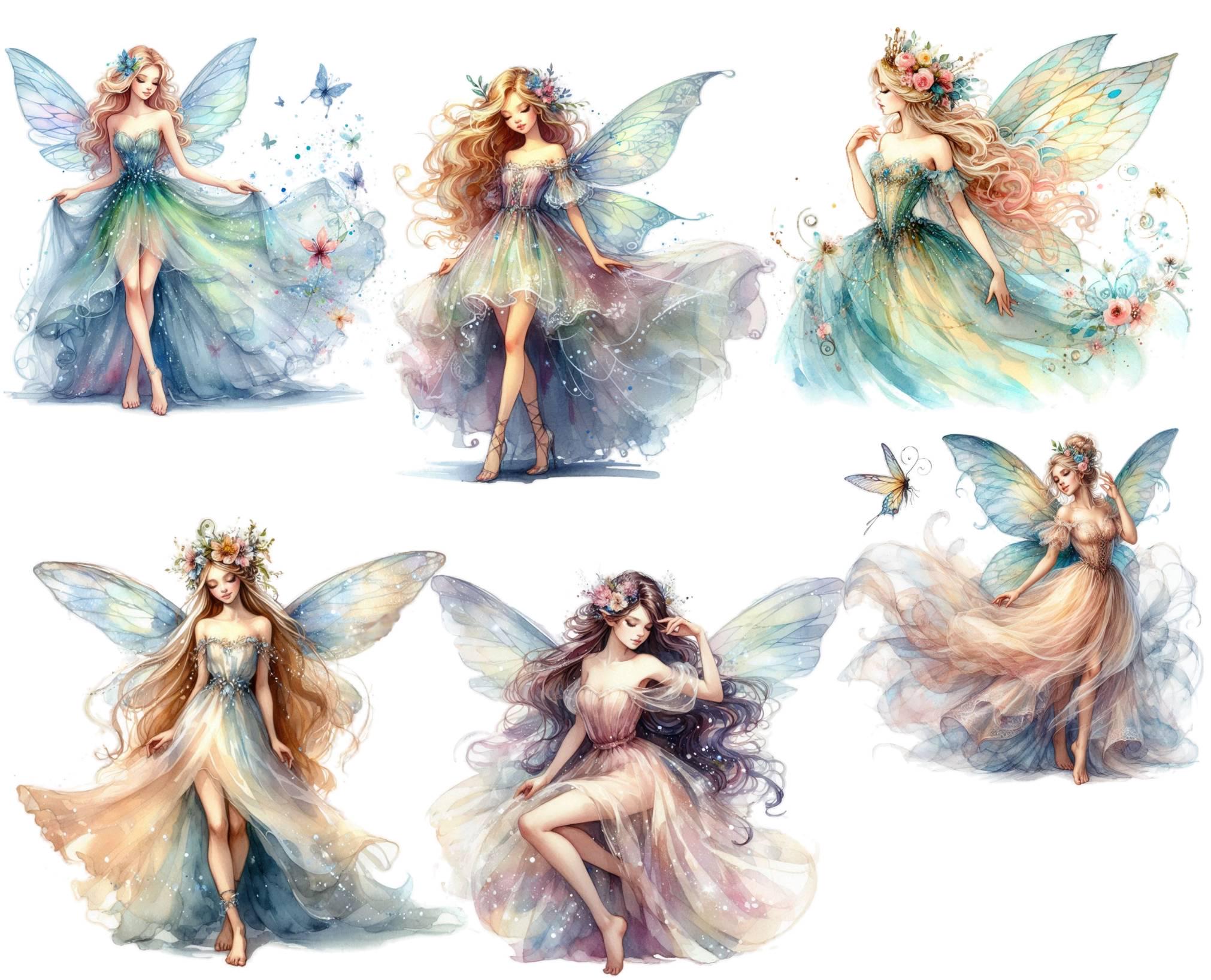 Watercolor Fairy Clipart Bundle, 25 Fairy PNG Files, Fantasy Fairy ...