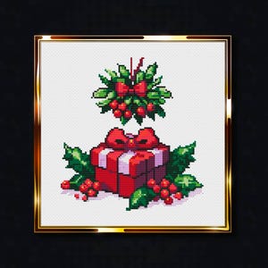 Christmas Gift Cross Stitch, Mistletoe, Christmas wreath, PDF Pattern, Christmas Craft Design, Instant Download, Embroidery Art, Crafts