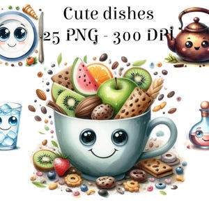 Set the Table Clipart Bundle: Cutlery Clip art, Water Jug Clipart, Tea Party & More, 25 PNG Transparent Dinnerware png Files