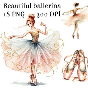 18 PNG balletdanser clipart, balletdanser sublimatie, aquarel balerina clipart, balerina png, gratis commercieel gebruik digitale download
