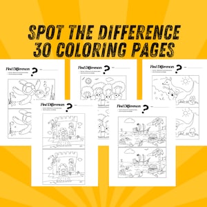 Spot the Difference with Coloring Pages for Kids, Fun & Educational Activity Sheets, Printable Puzzles for Cognitive Development, Toddlers
