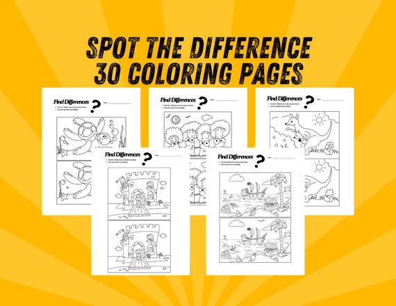 Spot the Difference with Coloring Pages for Kids, Fun & Educational Activity Sheets, Printable Puzzles for Cognitive Development, Toddlers